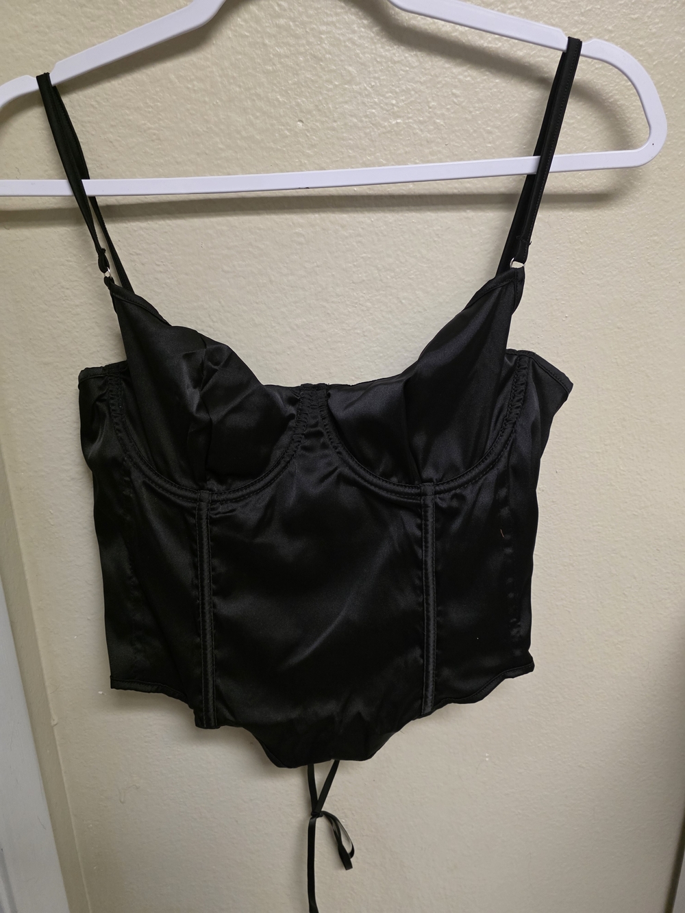 Current Mood Black Satin Corset Bustier Top